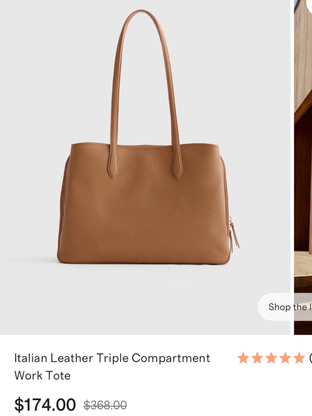 Quince Triple Compartment Leather Tote Bag